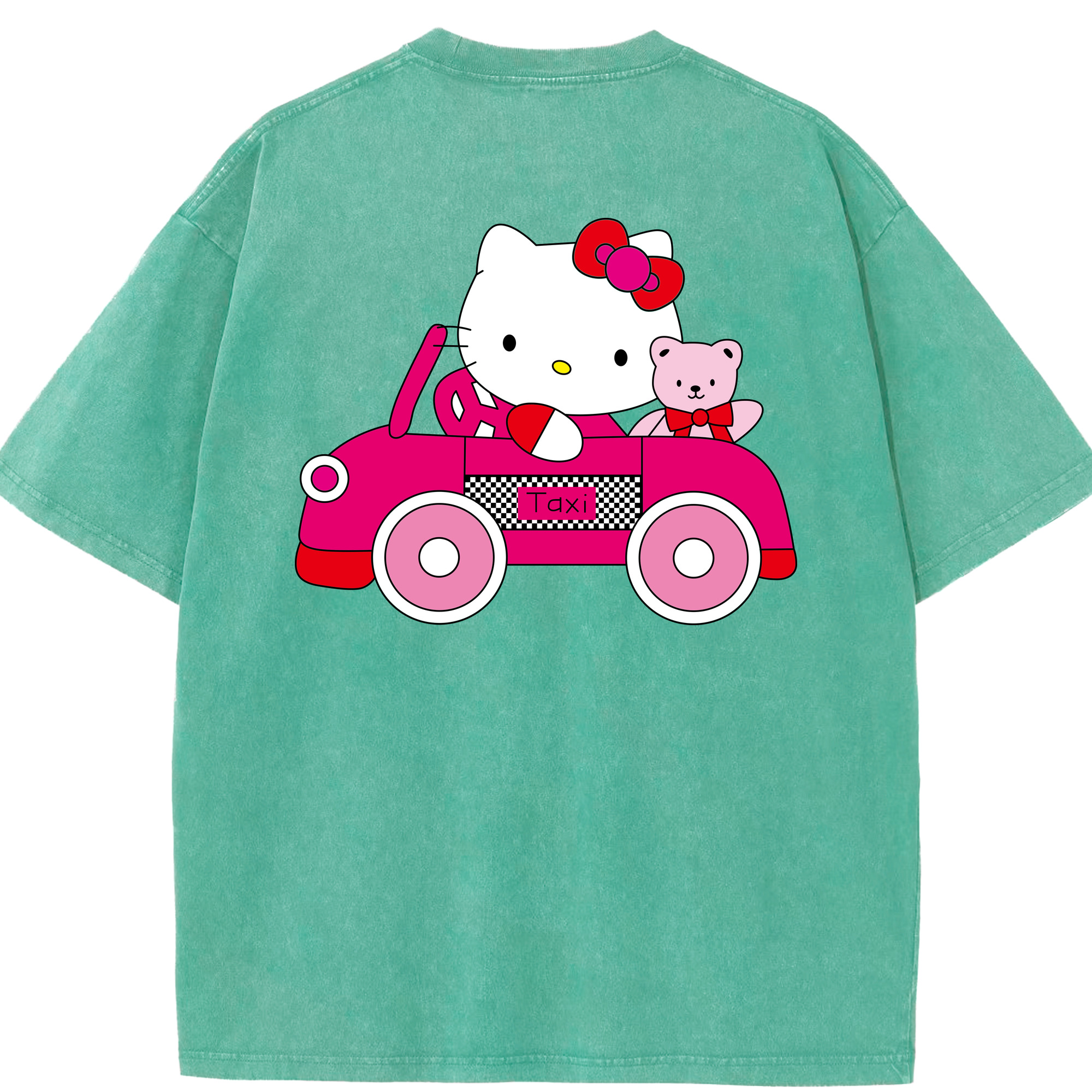 （画像用） Hello Kitty ハローキティ 綿100% ヴィンテージ風 半袖Tシャツ（背面プリント）
